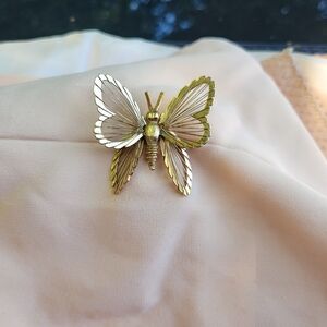 MONET Shiny Gold-Tone Butterfly Brooch